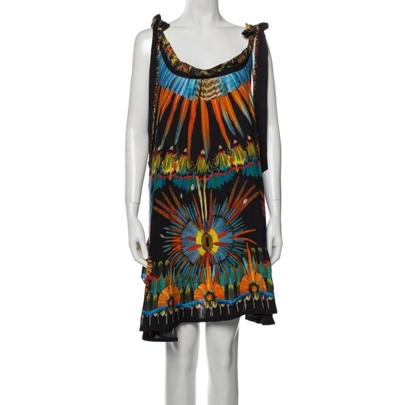 Jean Paul Gaultier Soleil Vintage 90’s Tropical Feather Mini Trapeze Dress in M - Picture 3 of 9